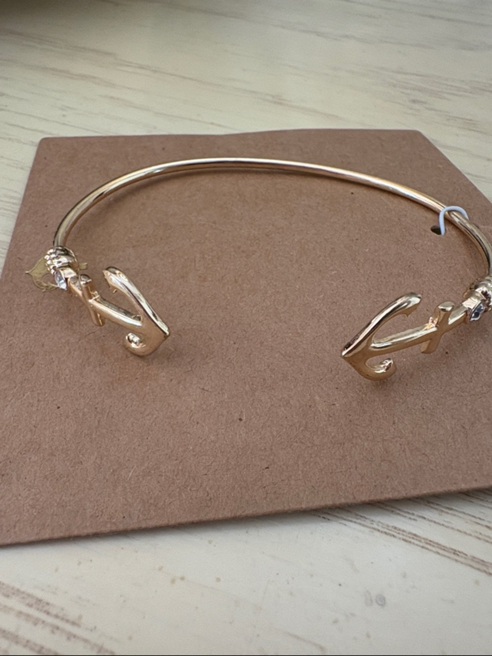Francesca's Collections Gold Open Cuff Bracelet with Anchor Motifs - Picture 4 of 4
